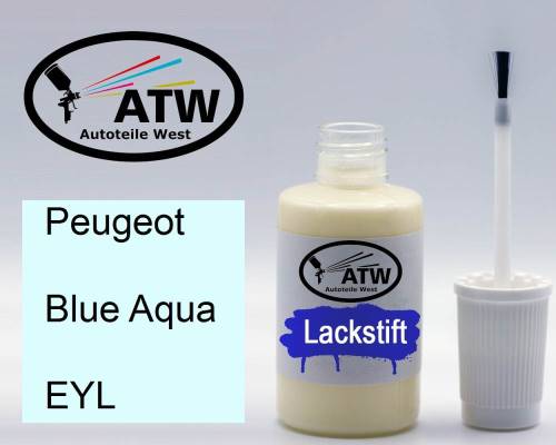 Peugeot, Blue Aqua, EYL: 20ml Lackstift, von ATW Autoteile West.